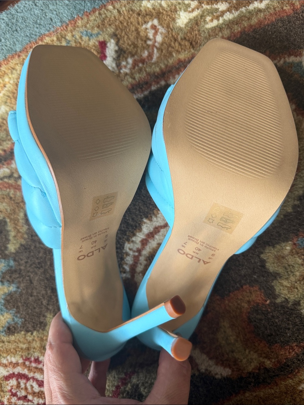 ALDO Women's Sky Blue Quilted Slide Heels - Picture 4 of 4